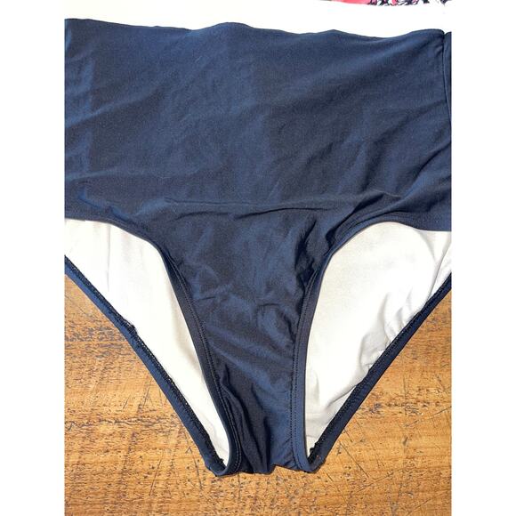 NWT Womens Sea Angel Coral Peach Black Floral Halter One Piece Swimming Suit‎ M - Picture 2 of 9